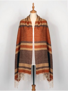 	Striped Blanket Scarf W/ Tassels